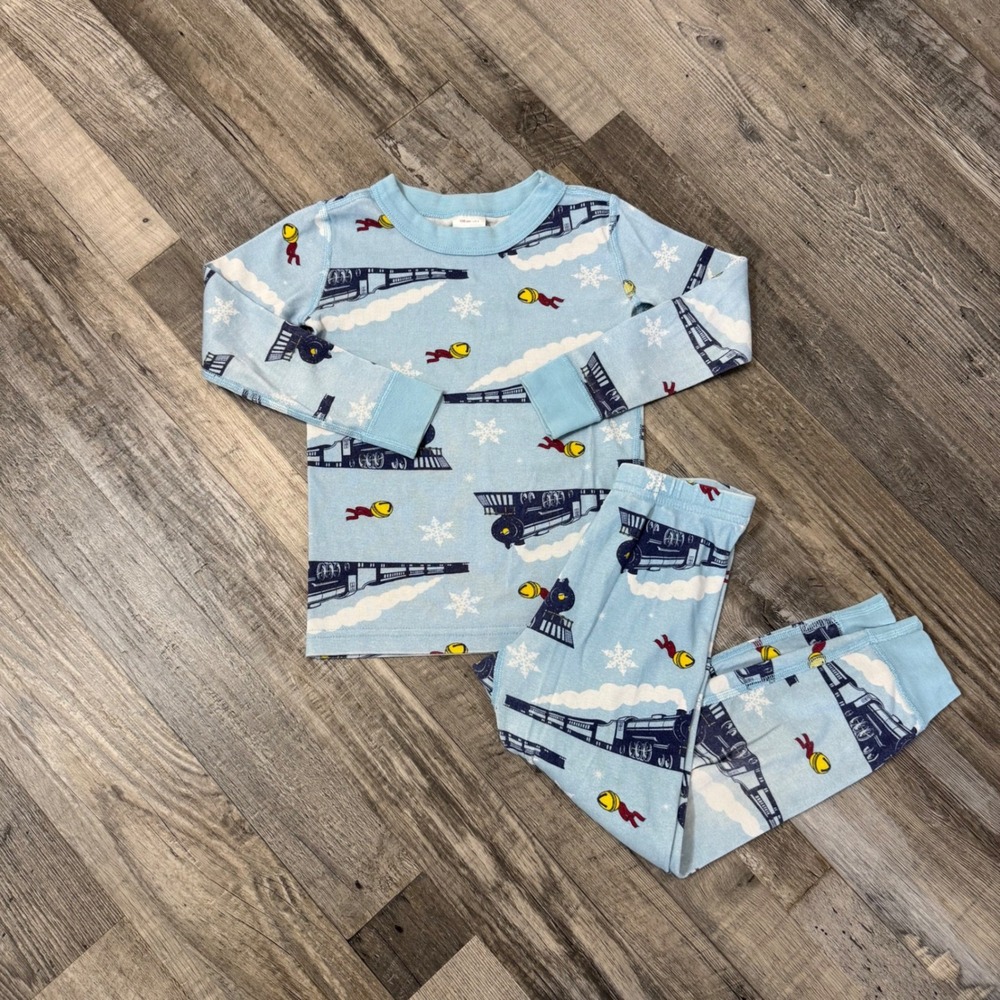 Hanna Andersson Kid's Size 4 Blue Polar Express Train Snug Fit Pajama Set